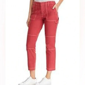 Joie Madelia Cargo Pant Cardinal Red Slim Straight Leg Cargo Painter Ankle sz 2